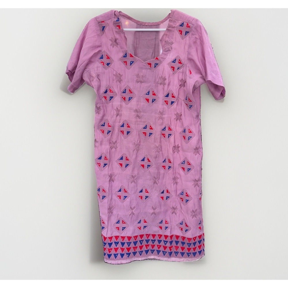 Made In India Women's S Embroidered Beaded Long Tunic Layering Shirt Top Boho Sm